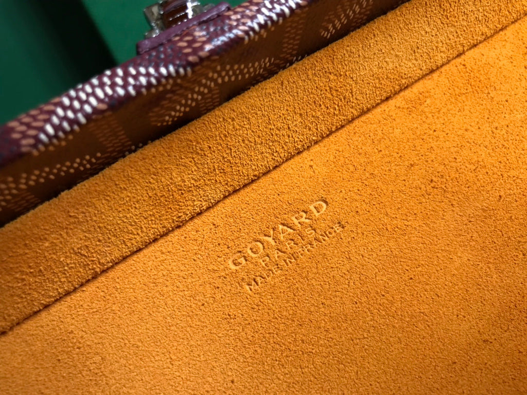 GOYARD GRAND HÔTEL TRUNK BAG 24 IN BURGUNDY RED GOYARDINE CANVAS AND CALFSKIN