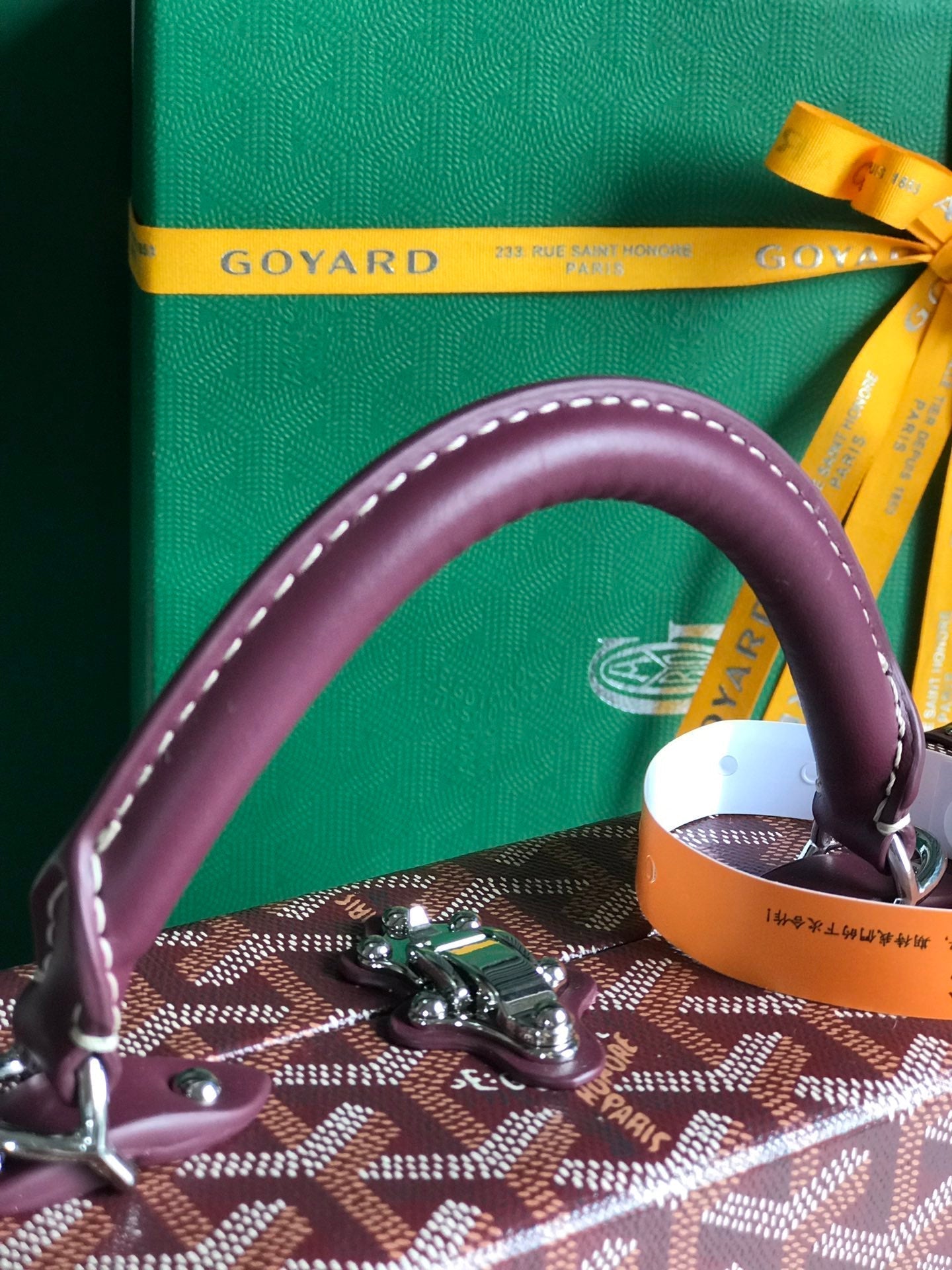 GOYARD GRAND HÔTEL TRUNK BAG 24 IN BURGUNDY RED GOYARDINE CANVAS AND CALFSKIN