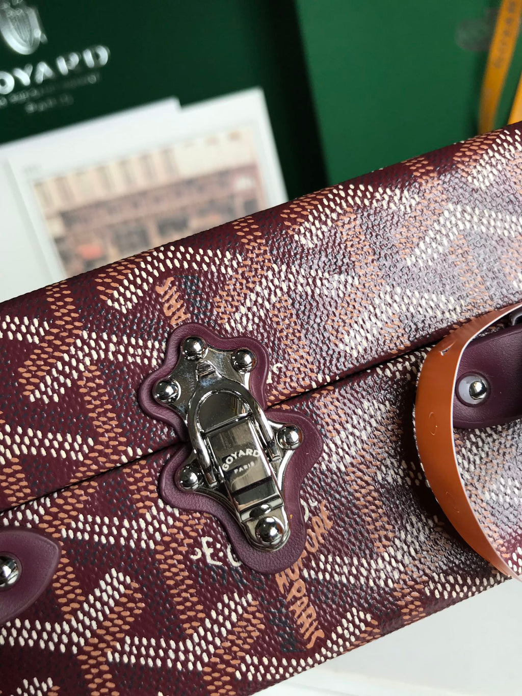 GOYARD GRAND HÔTEL TRUNK BAG 24 IN BURGUNDY RED GOYARDINE CANVAS AND CALFSKIN