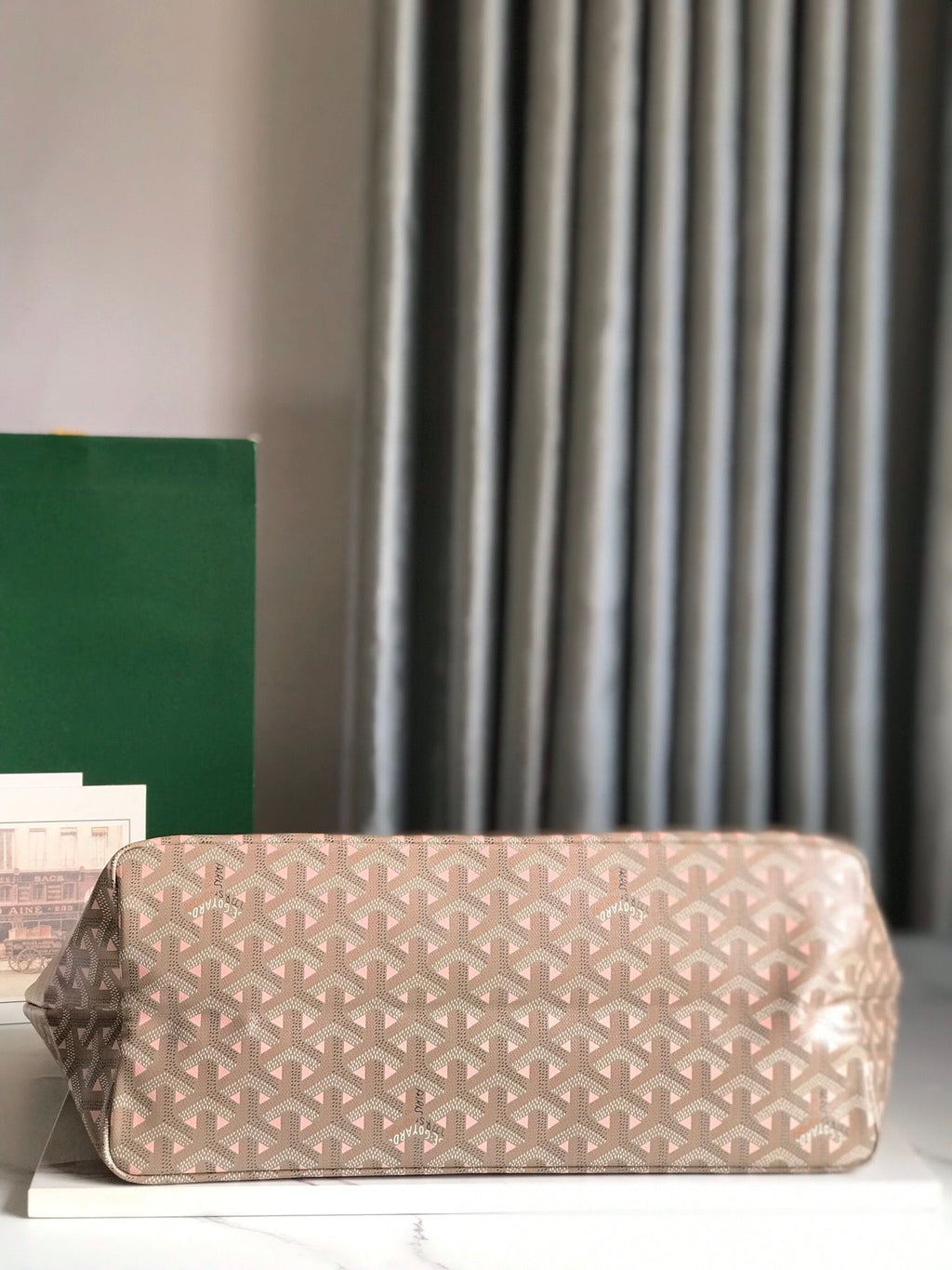GOYARD SAINT LOUIS PM 34 IN GREY MIX PINK GOYARDINE CANVAS AND CALFSKIN