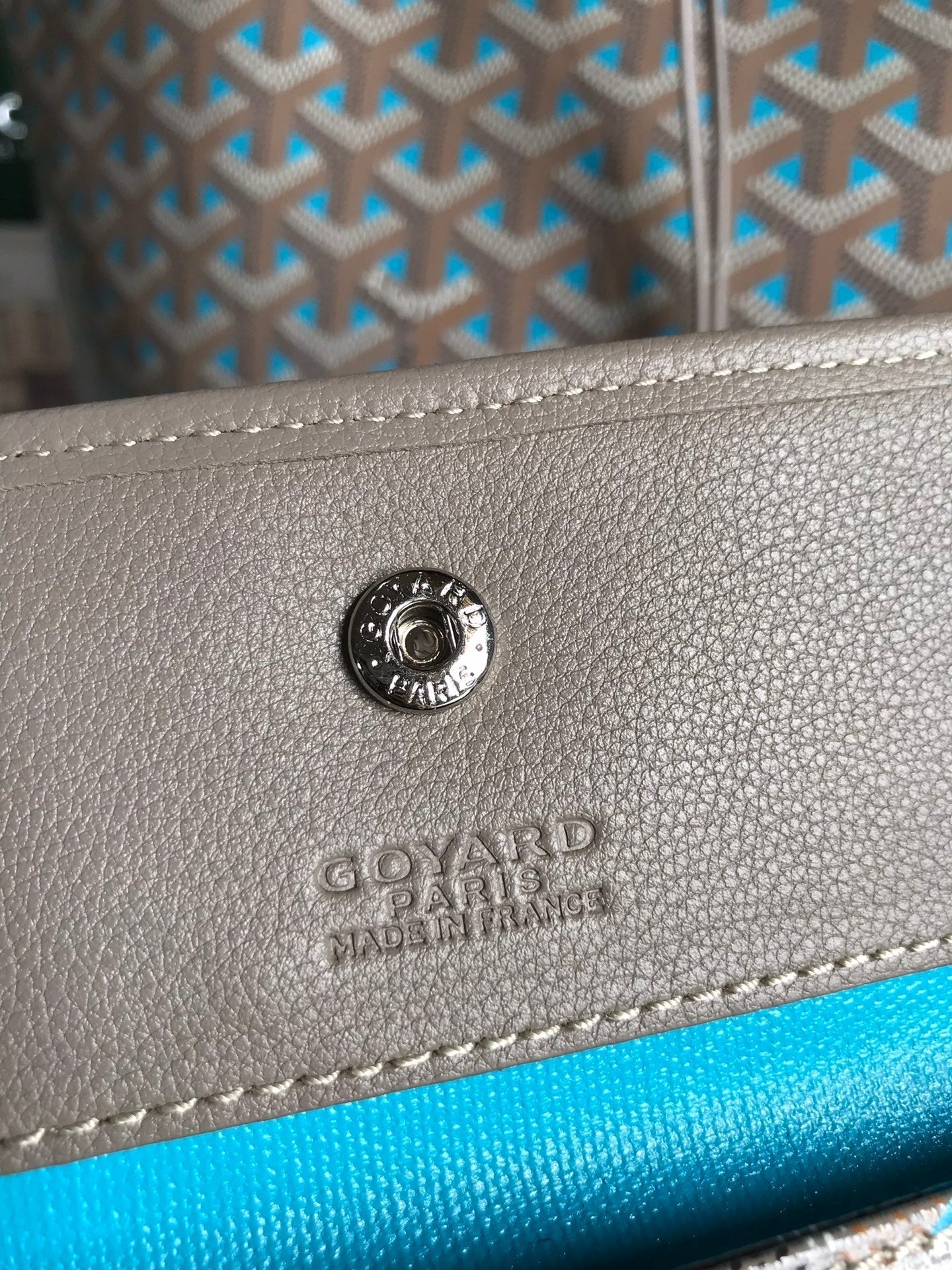 GOYARD SAINT LOUIS PM 34 IN GREY MIX BLUE GOYARDINE CANVAS AND CALFSKIN