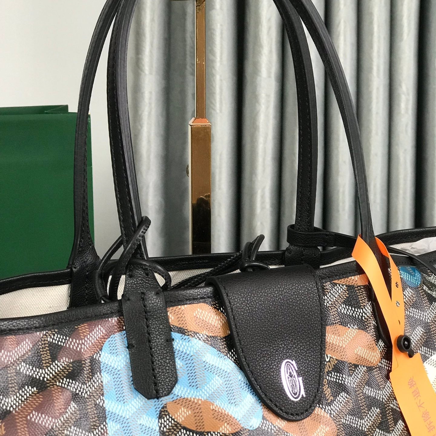 GOYARD SAINT LOUIS PM BAG 34 IN BLUE LETTRES CAMOUFLAGE GOYARDINE CANVAS
