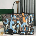 GOYARD SAINT LOUIS PM BAG 34 IN BLUE LETTRES CAMOUFLAGE GOYARDINE CANVAS