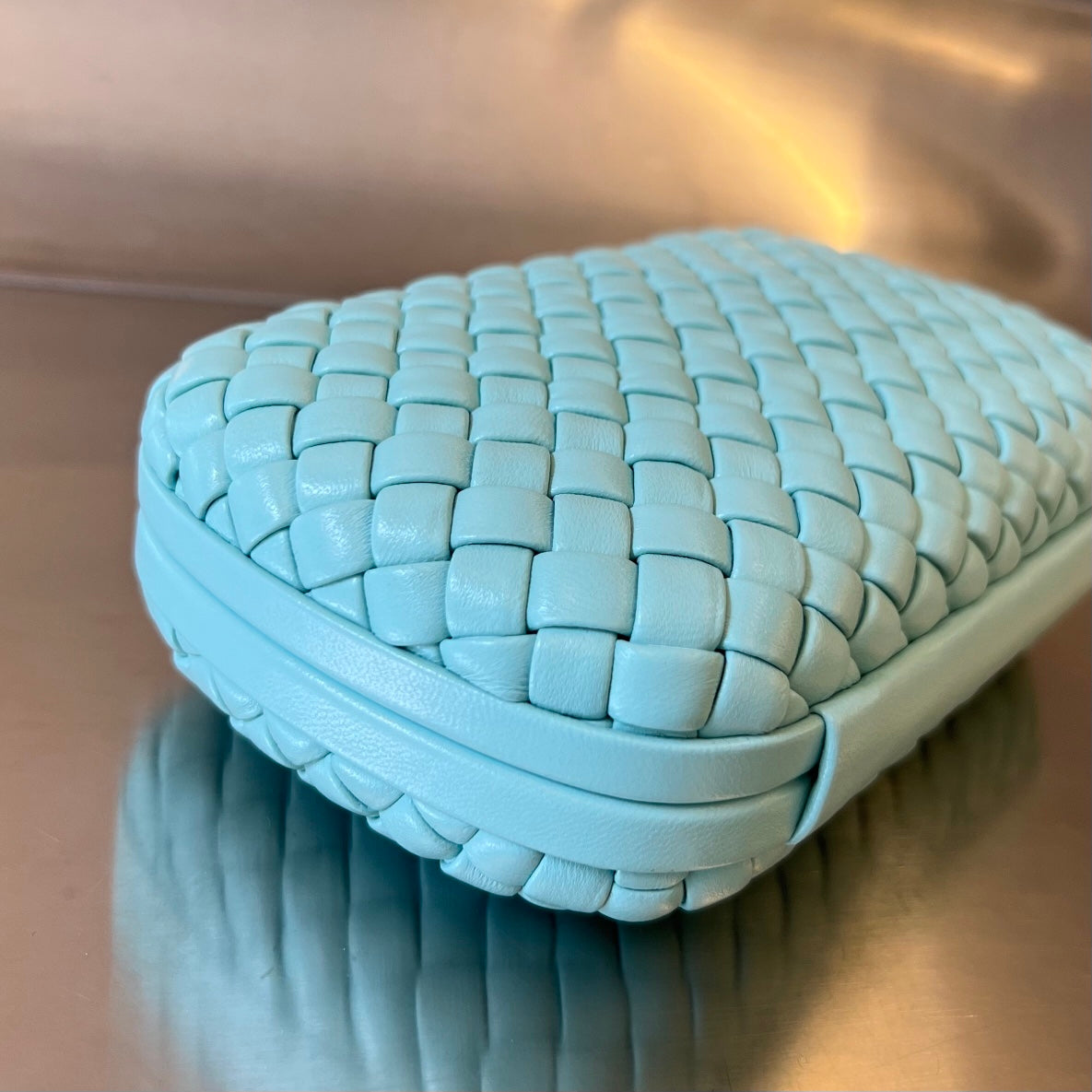 BOTTEGA VENETA KNOT 20 IN BLUE PASTEL LAMBSKIN