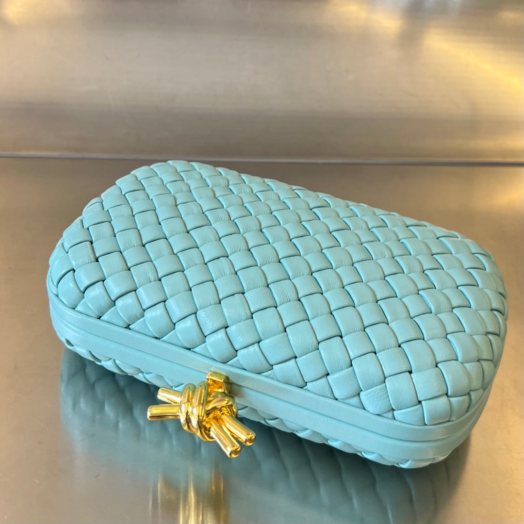 BOTTEGA VENETA KNOT 20 IN BLUE PASTEL LAMBSKIN