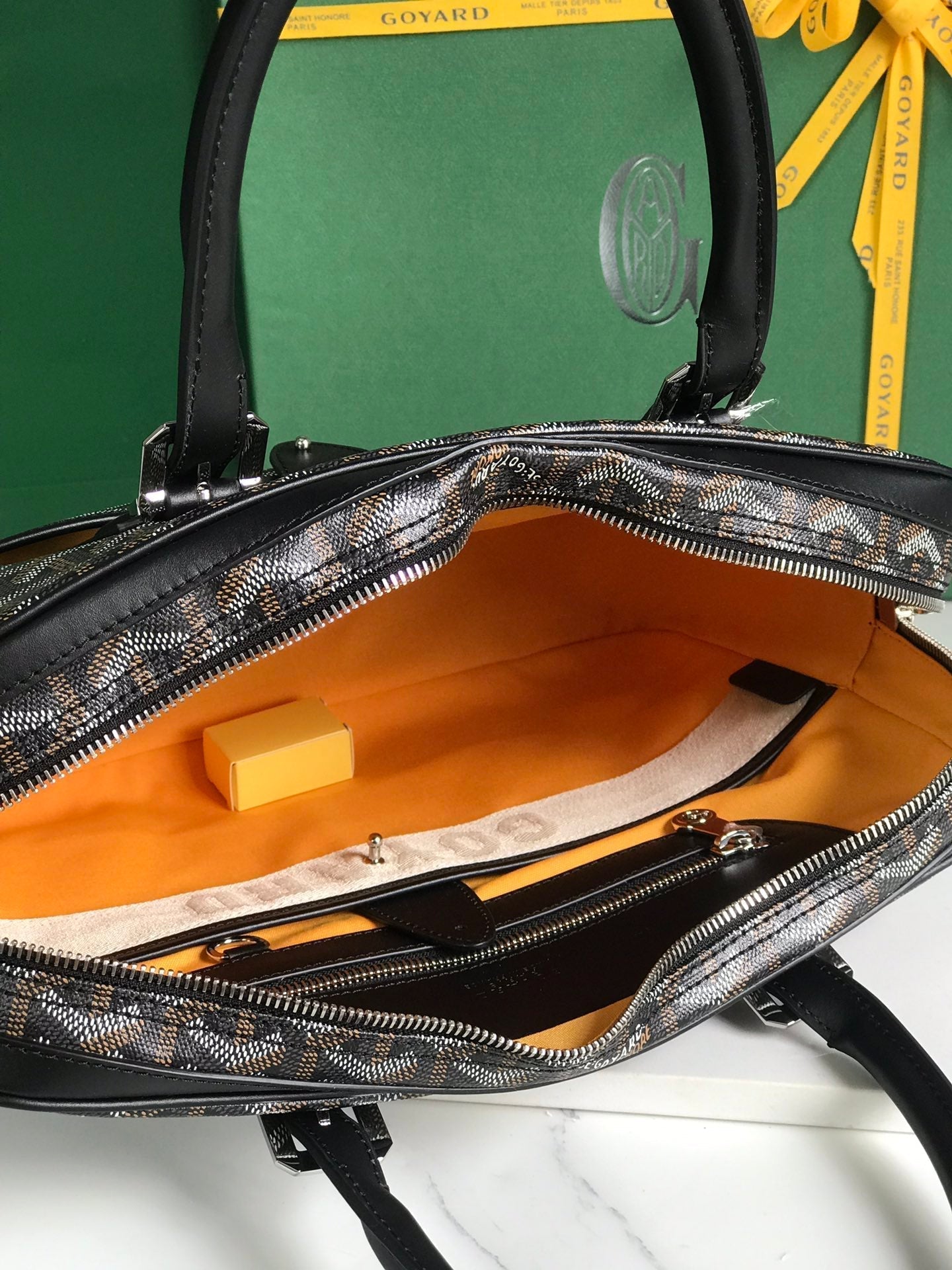 GOYARD AMBASSADE DOCUMENT CASE 35 IN BLACK GOYARDINE CANVAS