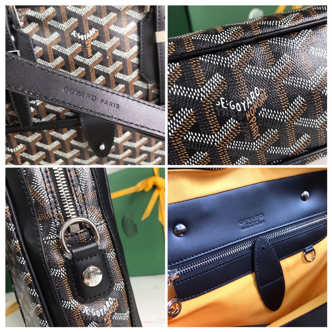GOYARD AMBASSADE DOCUMENT CASE 35 IN BLACK GOYARDINE CANVAS