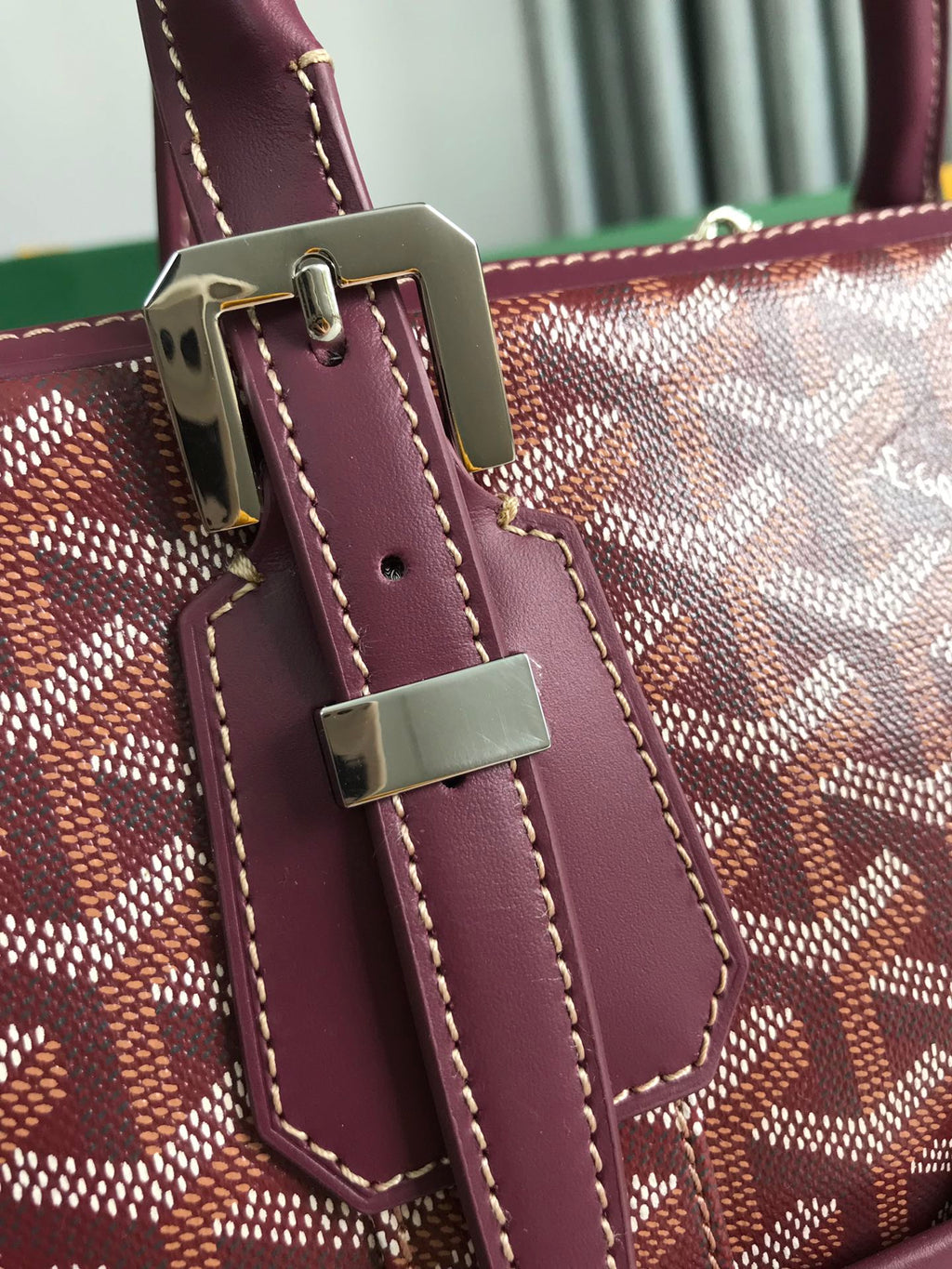 GOYARD AMBASSADE DOCUMENT CASE 35 IN WINE RED GOYARDINE CANVAS