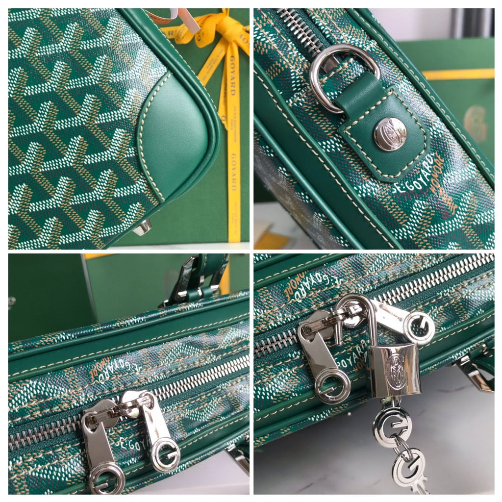 GOYARD AMBASSADE DOCUMENT CASE 35 IN GREEN GOYARDINE CANVAS