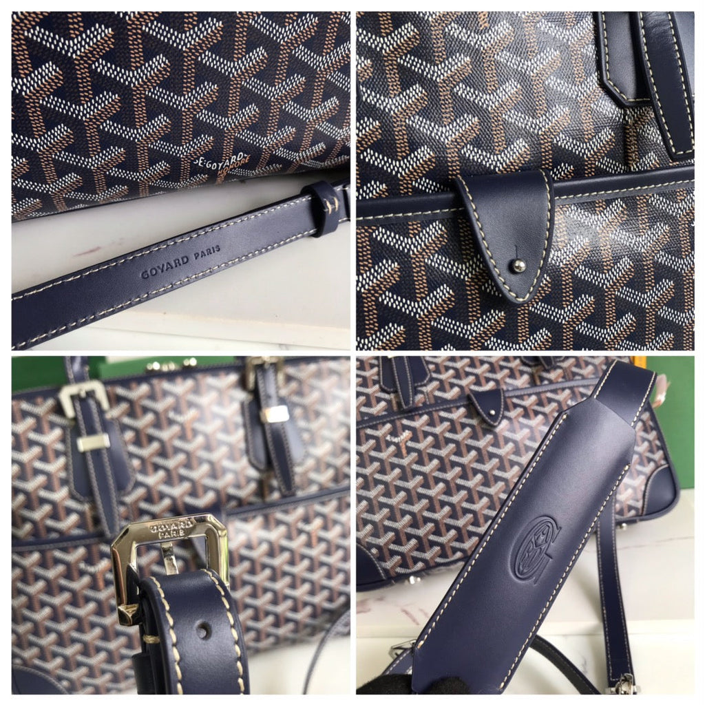 GOYARD AMBASSADE DOCUMENT CASE 35 IN NAVY BLUE GOYARDINE CANVAS