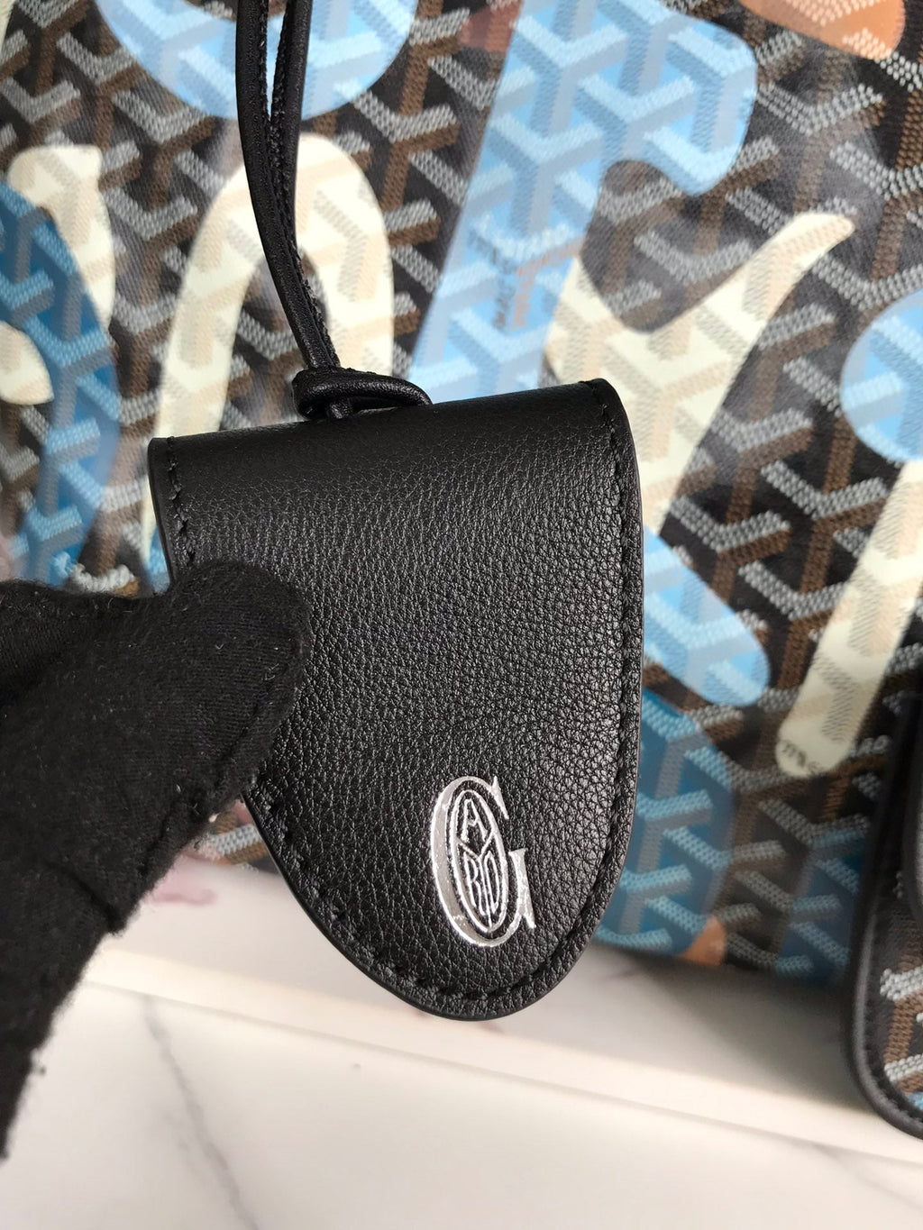 GOYARD SAINT LOUIS GM BAG 40 IN BLUE LETTRES CAMOUFLAGE GOYARDINE CANVAS