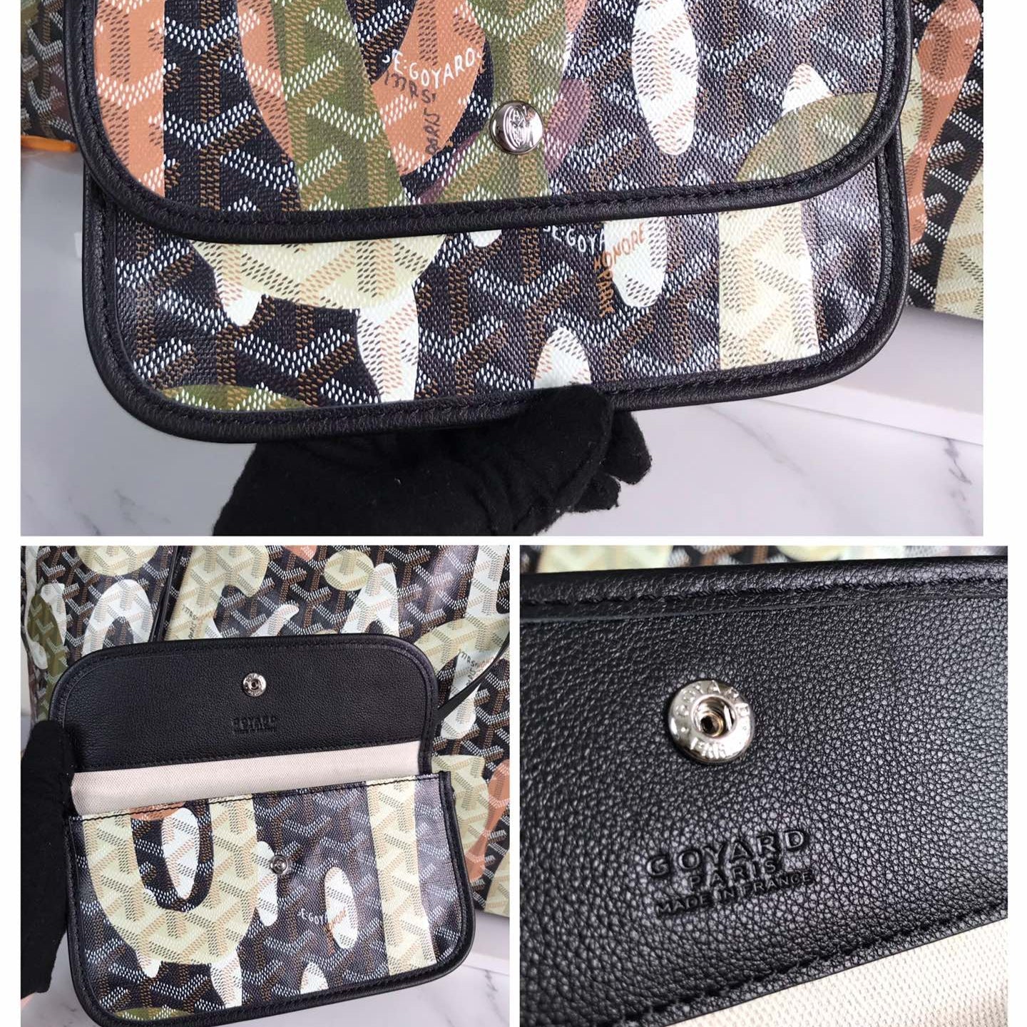 GOYARD SAINT LOUIS GM BAG 40 IN GREEN LETTRES CAMOUFLAGE GOYARDINE CANVAS