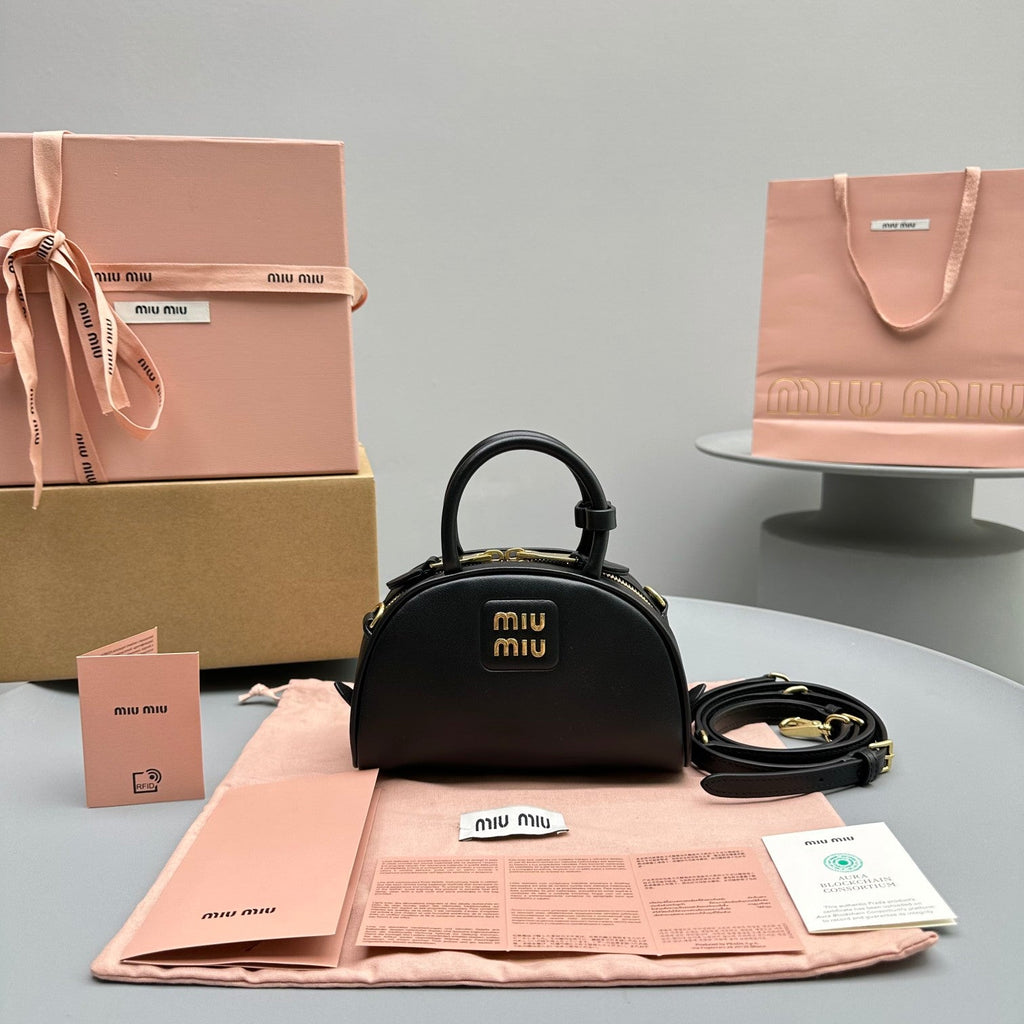 MIU MIU TOP-HANDLE 18 BAG IN BLACK CALFSKIN