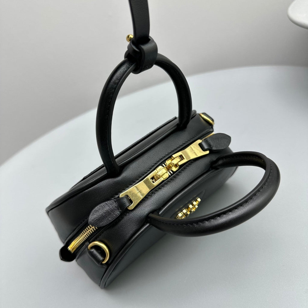 MIU MIU TOP-HANDLE 18 BAG IN BLACK CALFSKIN