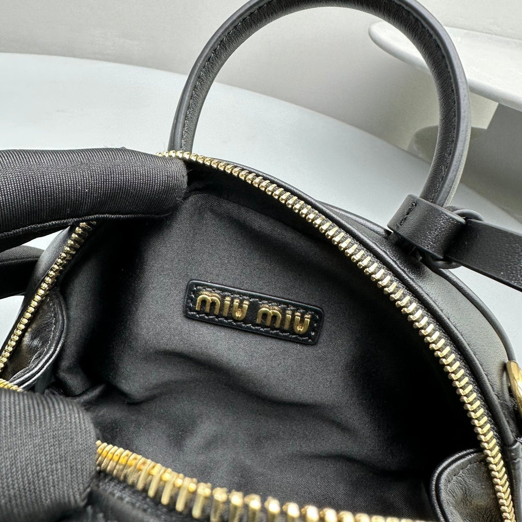 MIU MIU TOP-HANDLE 18 BAG IN BLACK CALFSKIN