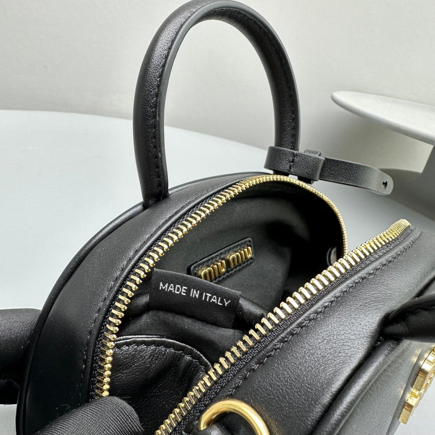 MIU MIU TOP-HANDLE 18 BAG IN BLACK CALFSKIN