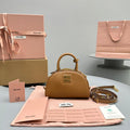 MIU MIU TOP-HANDLE 18 BAG IN CARAMEL BROWN CALFSKIN