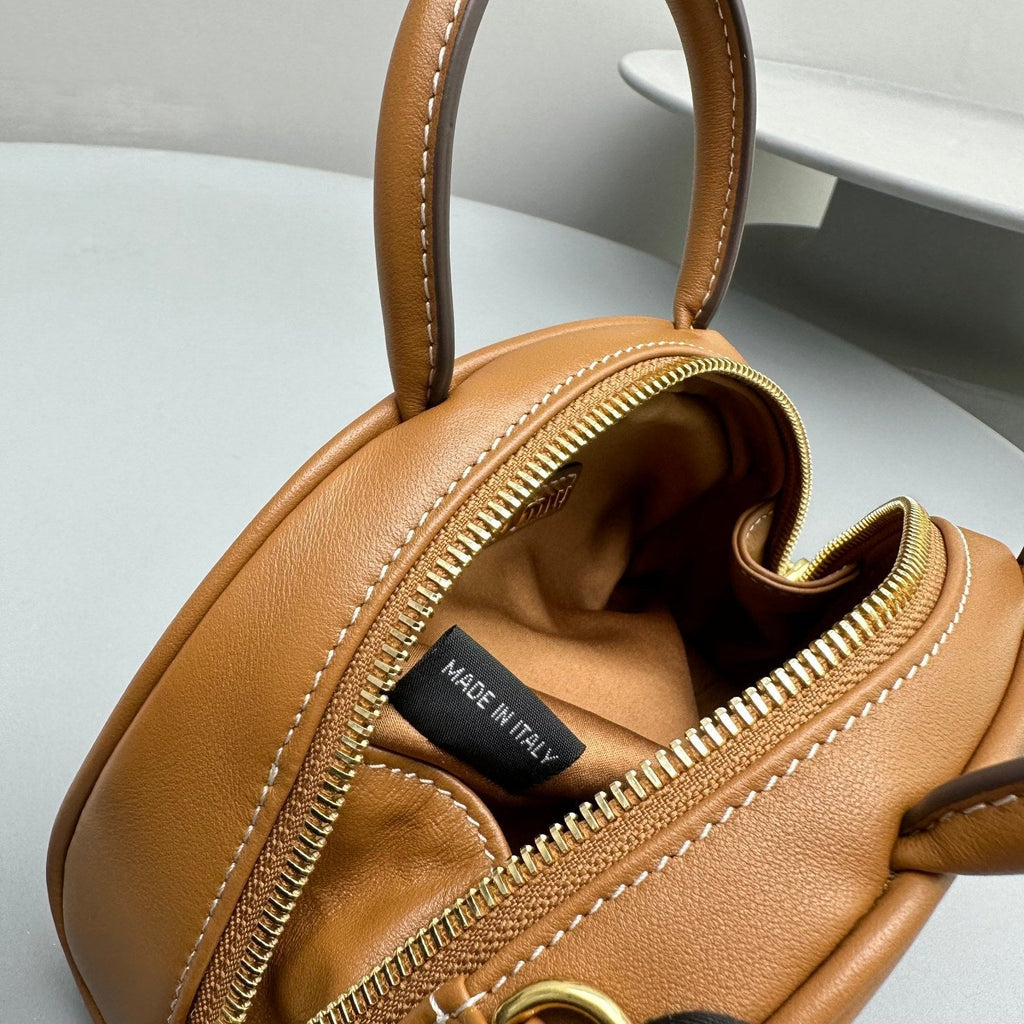 MIU MIU TOP-HANDLE 18 BAG IN CARAMEL BROWN CALFSKIN