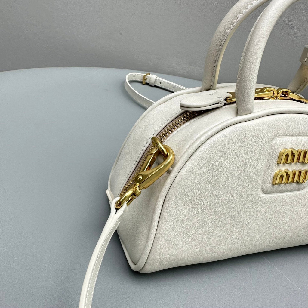 MIU MIU TOP-HANDLE 18 BAG IN WHITE CALFSKIN