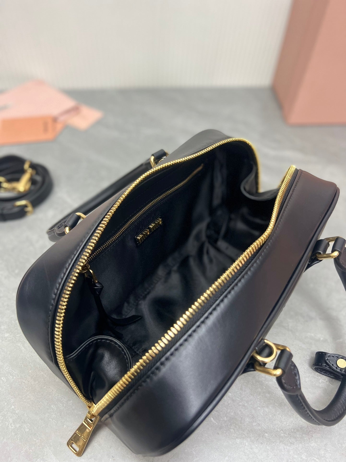 MIU MIU ARCADIE BAG 27 IN BLACK SHINY CALFSKIN