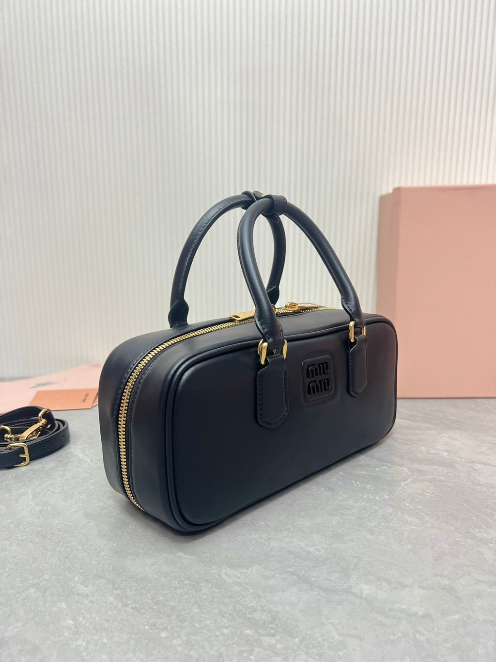 MIU MIU ARCADIE BAG 27 IN BLACK SHINY CALFSKIN