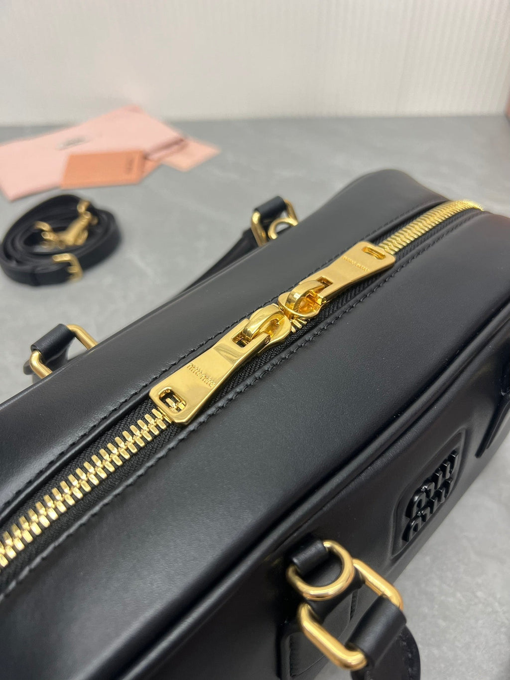 MIU MIU ARCADIE BAG 27 IN BLACK SHINY CALFSKIN