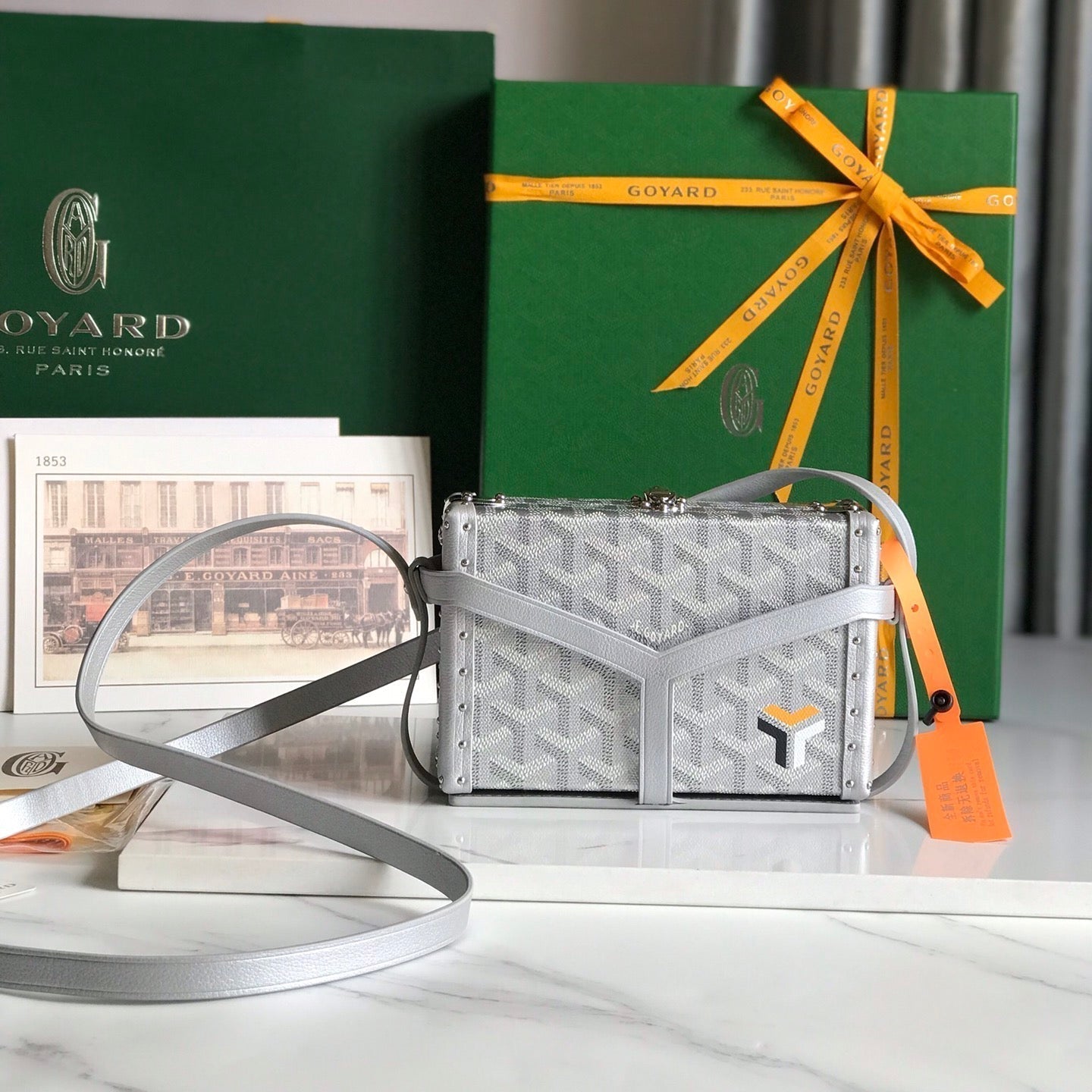 GOYARD MINAUDIERE TRUNK BAG 17 IN WHITE GOYARDINE CANVAS