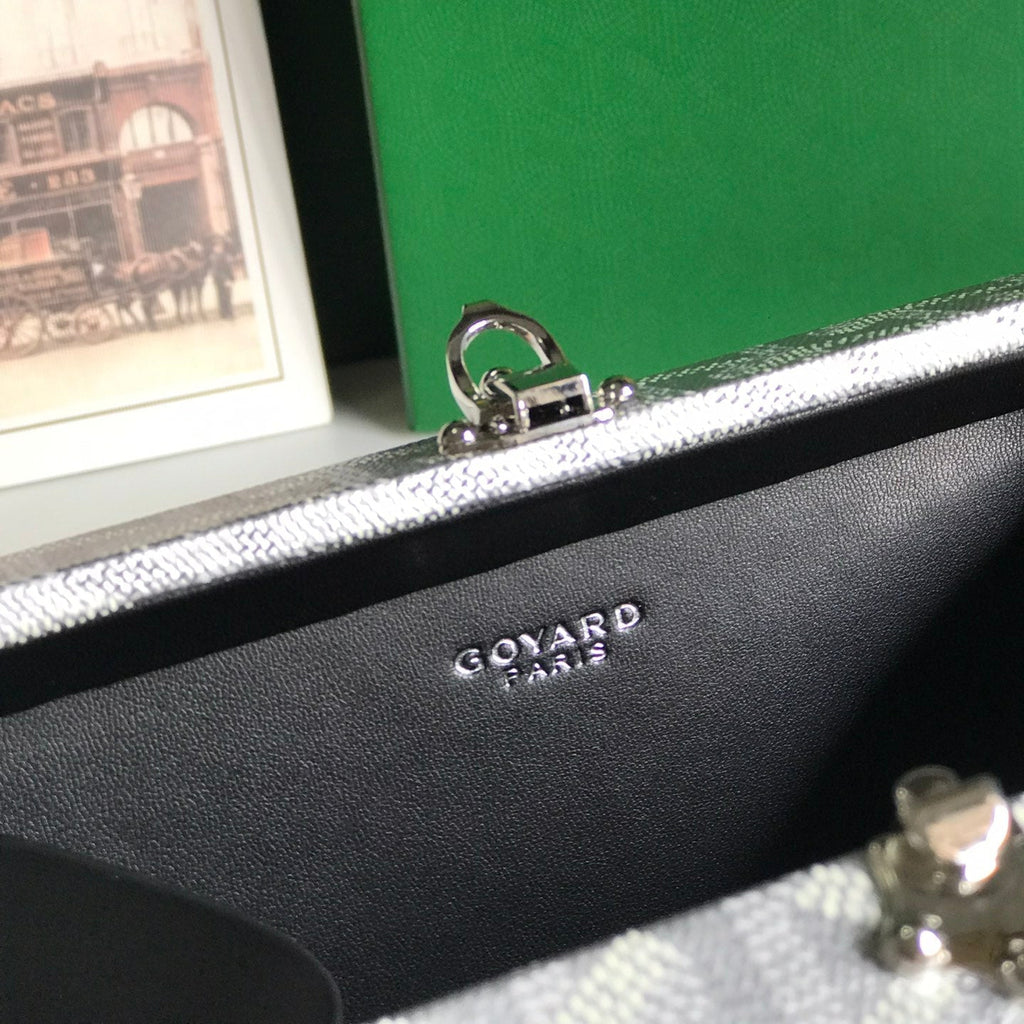 GOYARD MINAUDIERE TRUNK BAG 17 IN WHITE GOYARDINE CANVAS