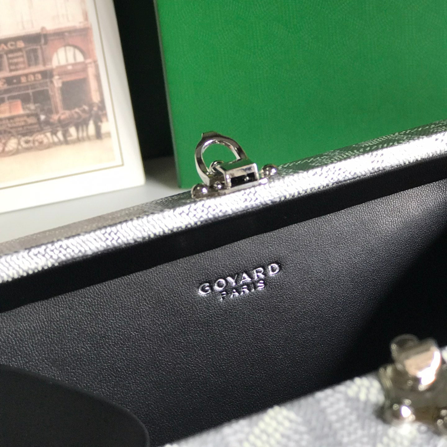 GOYARD MINAUDIERE TRUNK BAG 17 IN WHITE GOYARDINE CANVAS