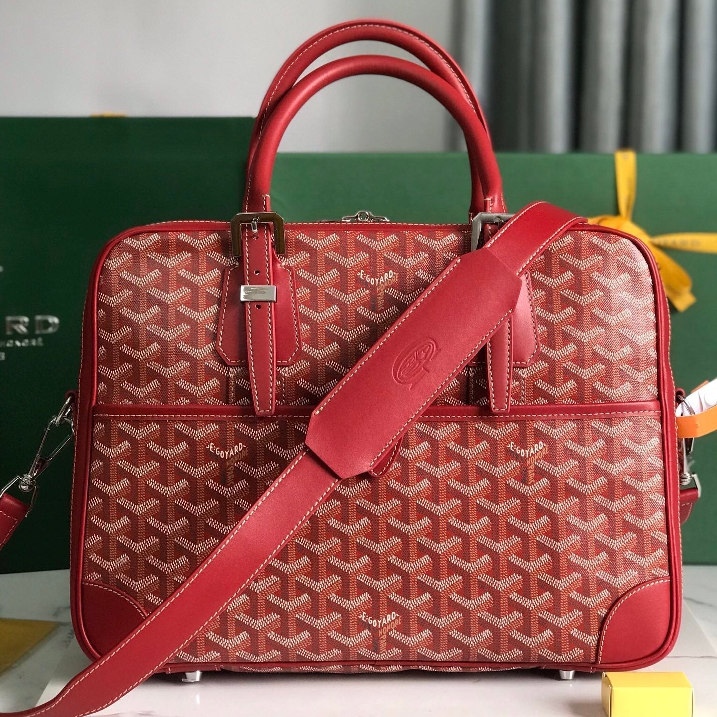 GOYARD AMBASSADE DOCUMENT CASE 35 IN CLASSIC RED GOYARDINE CANVAS