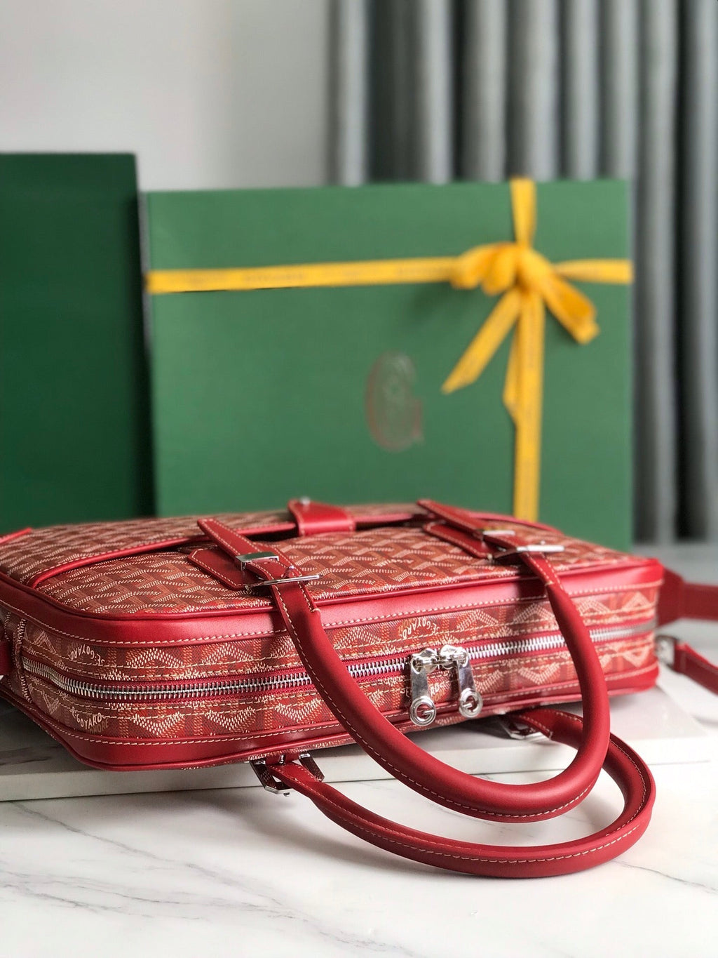GOYARD AMBASSADE DOCUMENT CASE 35 IN CLASSIC RED GOYARDINE CANVAS