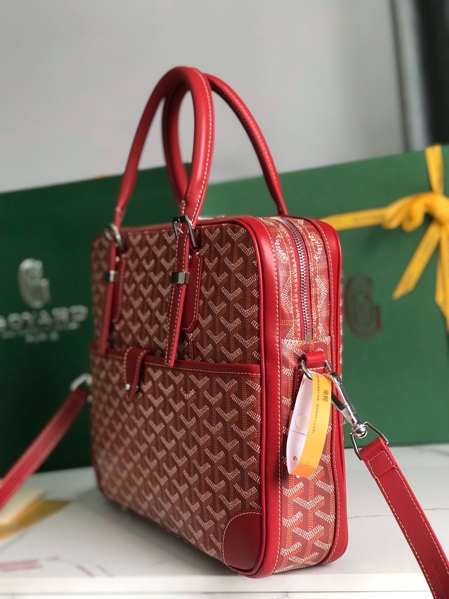 GOYARD AMBASSADE DOCUMENT CASE 35 IN CLASSIC RED GOYARDINE CANVAS