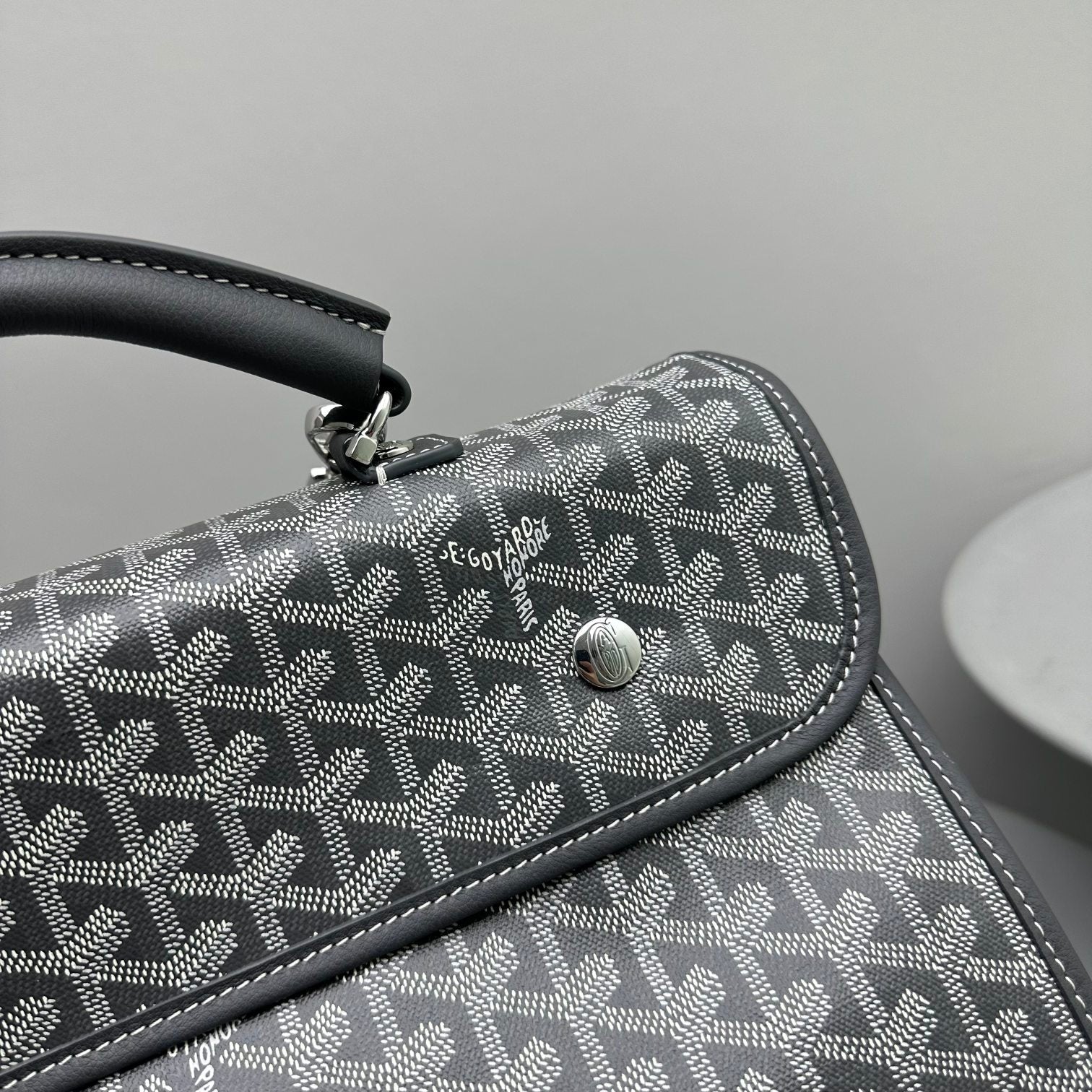 GOYARD LEGER BACKPACK 37 IN GRAY GOYARDINE CANVAS WITH CALFSKIN TRIM