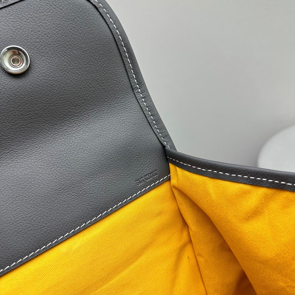 GOYARD LEGER BACKPACK 37 IN GRAY GOYARDINE CANVAS WITH CALFSKIN TRIM