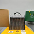 GOYARD LEGER BACKPACK 37 IN BLACK GOYARDINE CANVAS WITH CALFSKIN TRIM