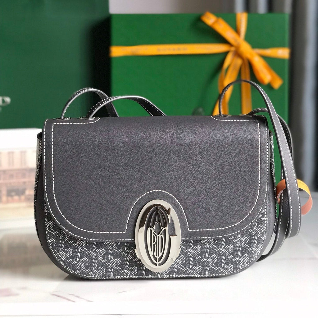 GOYARD 233 BAG 25 IN GRAY CALFKIN AND GOYARDINE CANVAS