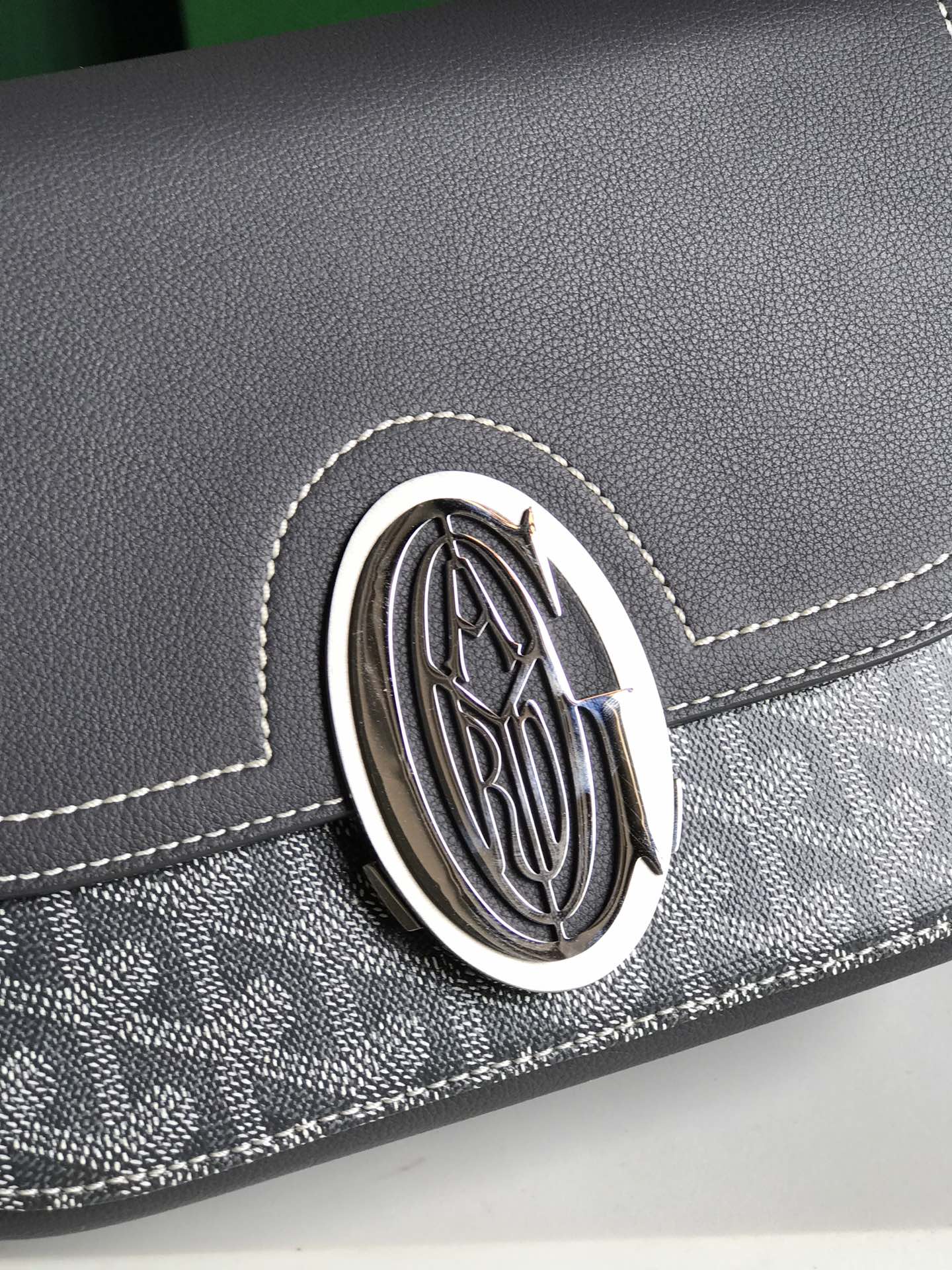 GOYARD 233 BAG 25 IN GRAY CALFKIN AND GOYARDINE CANVAS