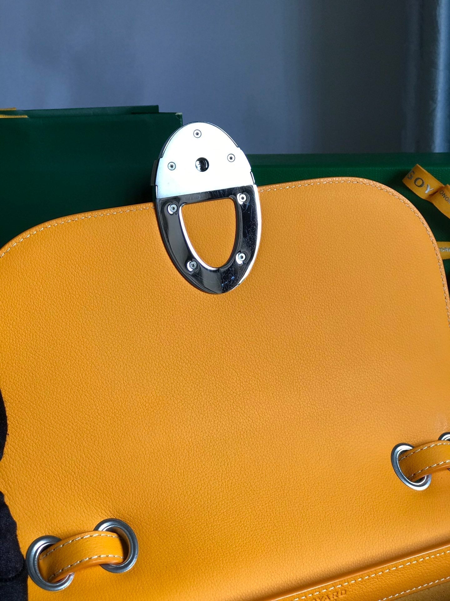 GOYARD 233 BAG 25 IN YELLOW CALFKIN AND GOYARDINE CANVAS
