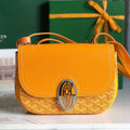 GOYARD 233 BAG 25 IN YELLOW CALFKIN AND GOYARDINE CANVAS