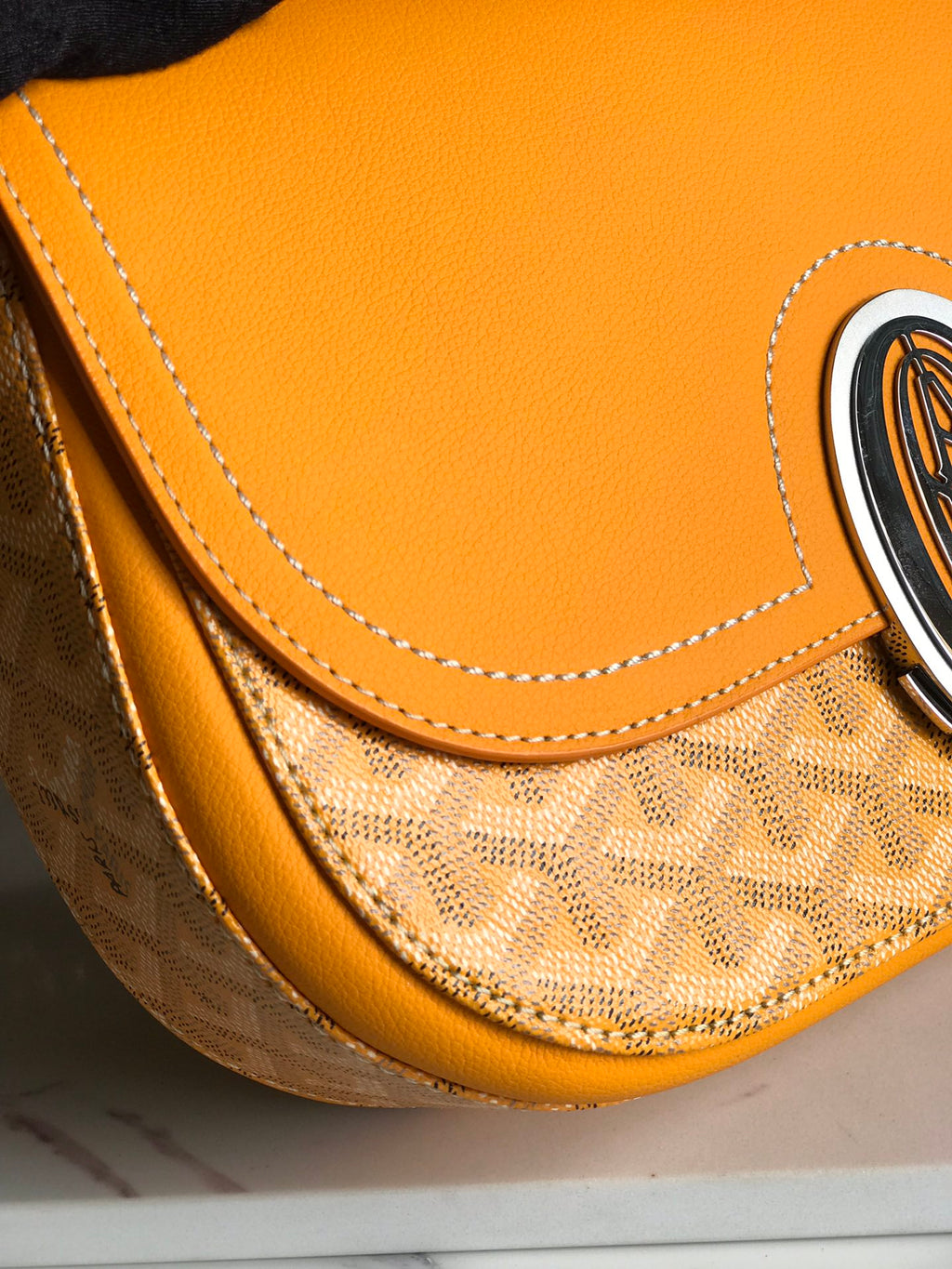 GOYARD 233 BAG 25 IN YELLOW CALFKIN AND GOYARDINE CANVAS
