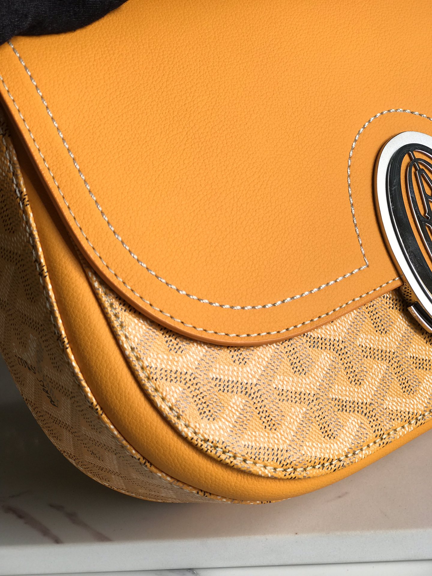 GOYARD 233 BAG 25 IN YELLOW CALFKIN AND GOYARDINE CANVAS