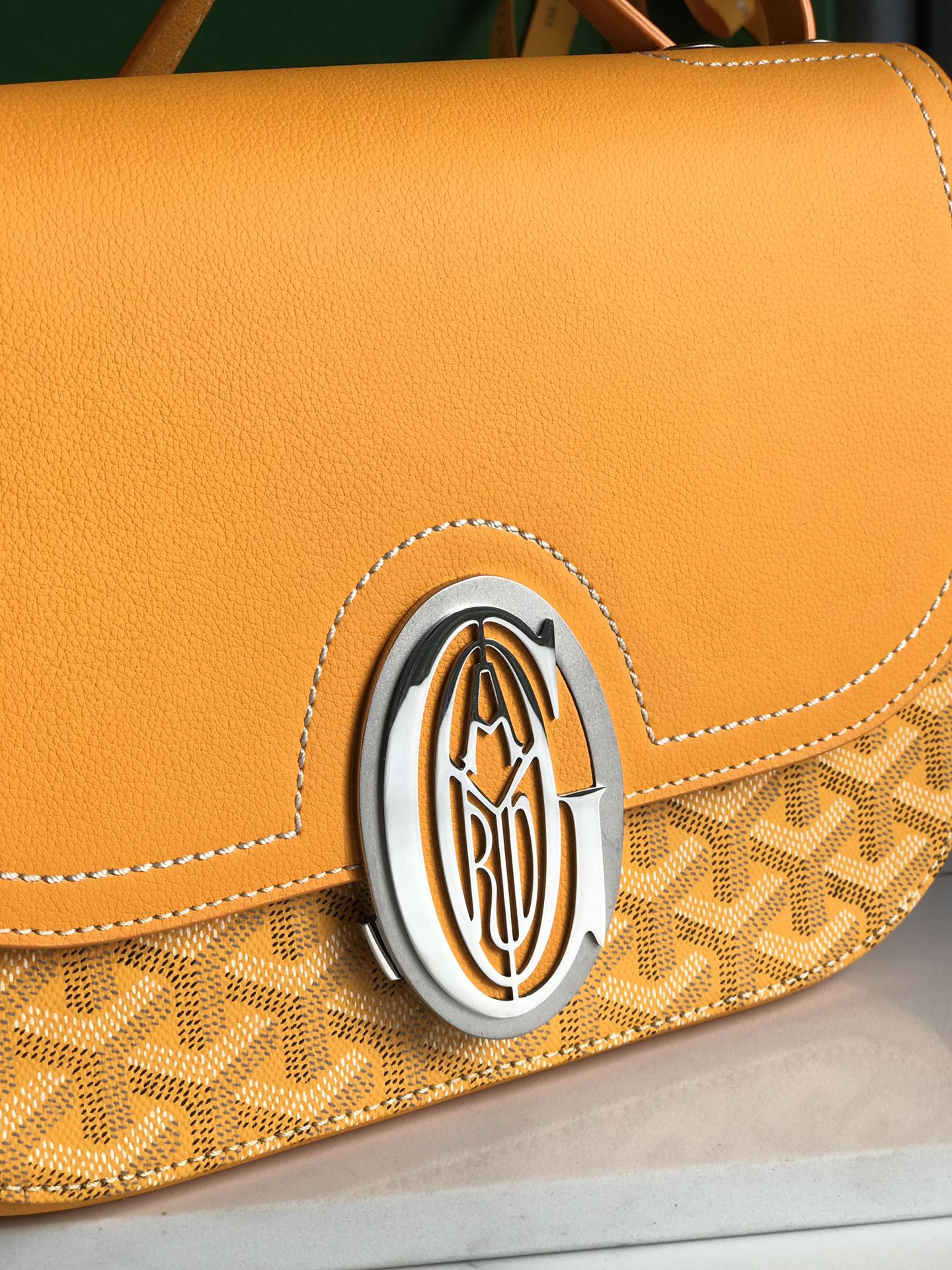 GOYARD 233 BAG 25 IN YELLOW CALFKIN AND GOYARDINE CANVAS