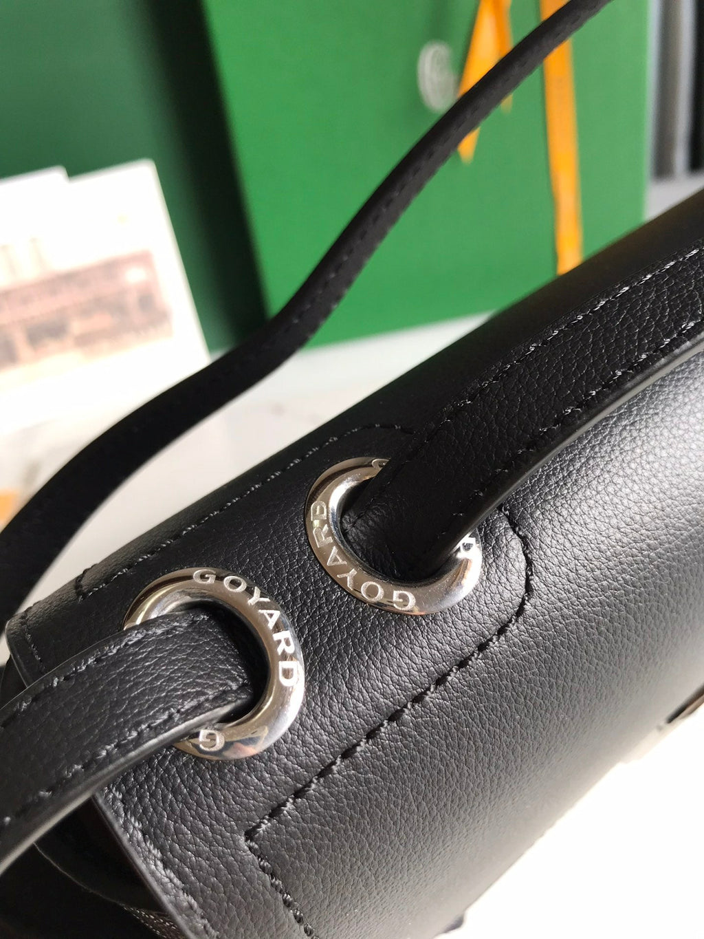 GOYARD 233 BAG 25 IN BLACK CALFKIN AND GOYARDINE CANVAS