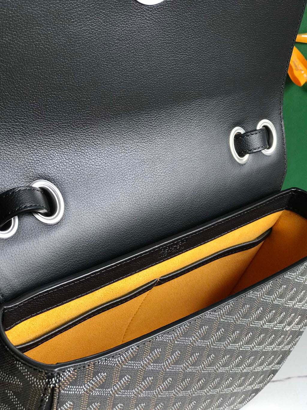 GOYARD 233 BAG 25 IN BLACK CALFKIN AND GOYARDINE CANVAS