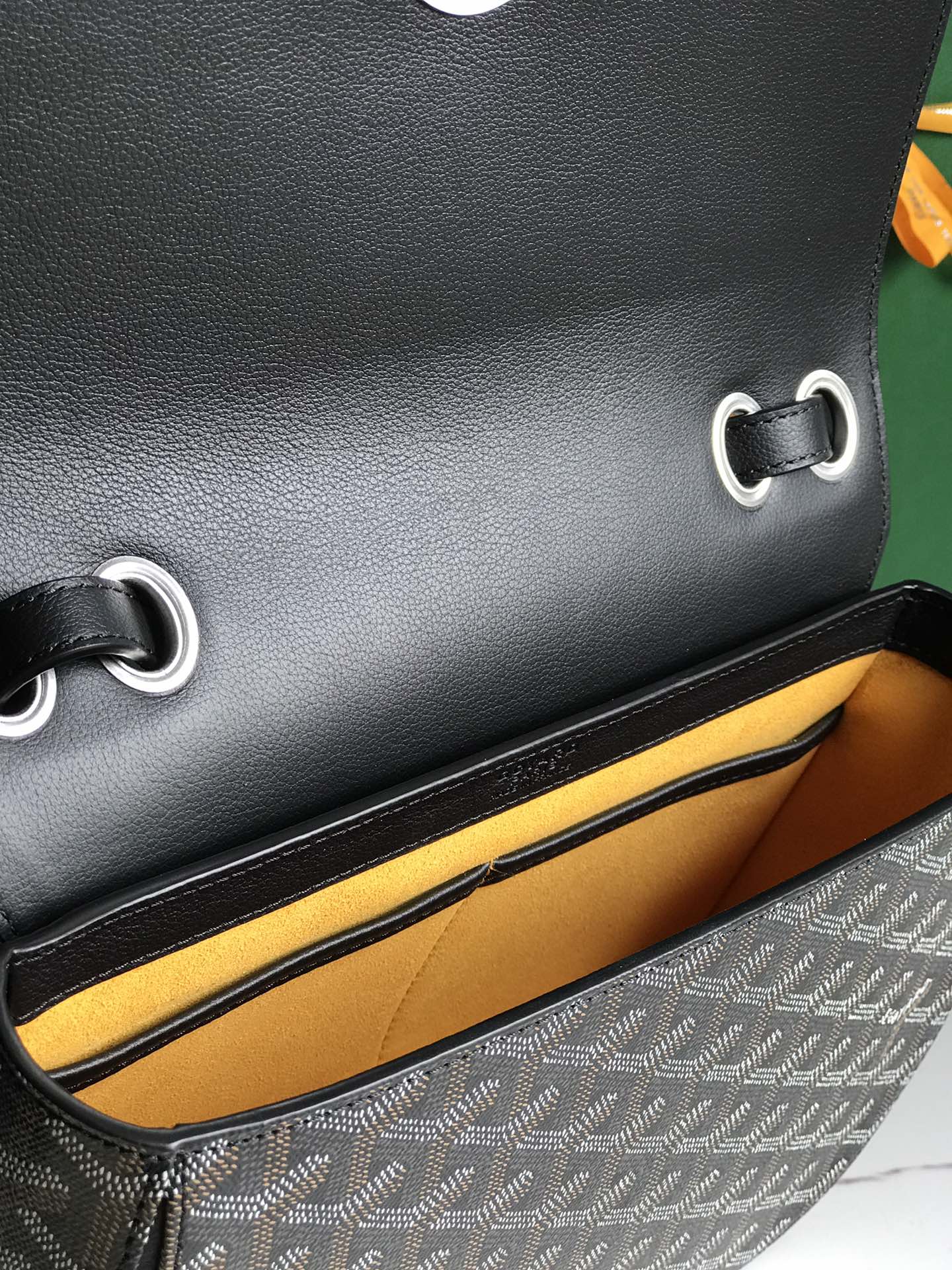 GOYARD 233 BAG 25 IN BLACK CALFKIN AND GOYARDINE CANVAS