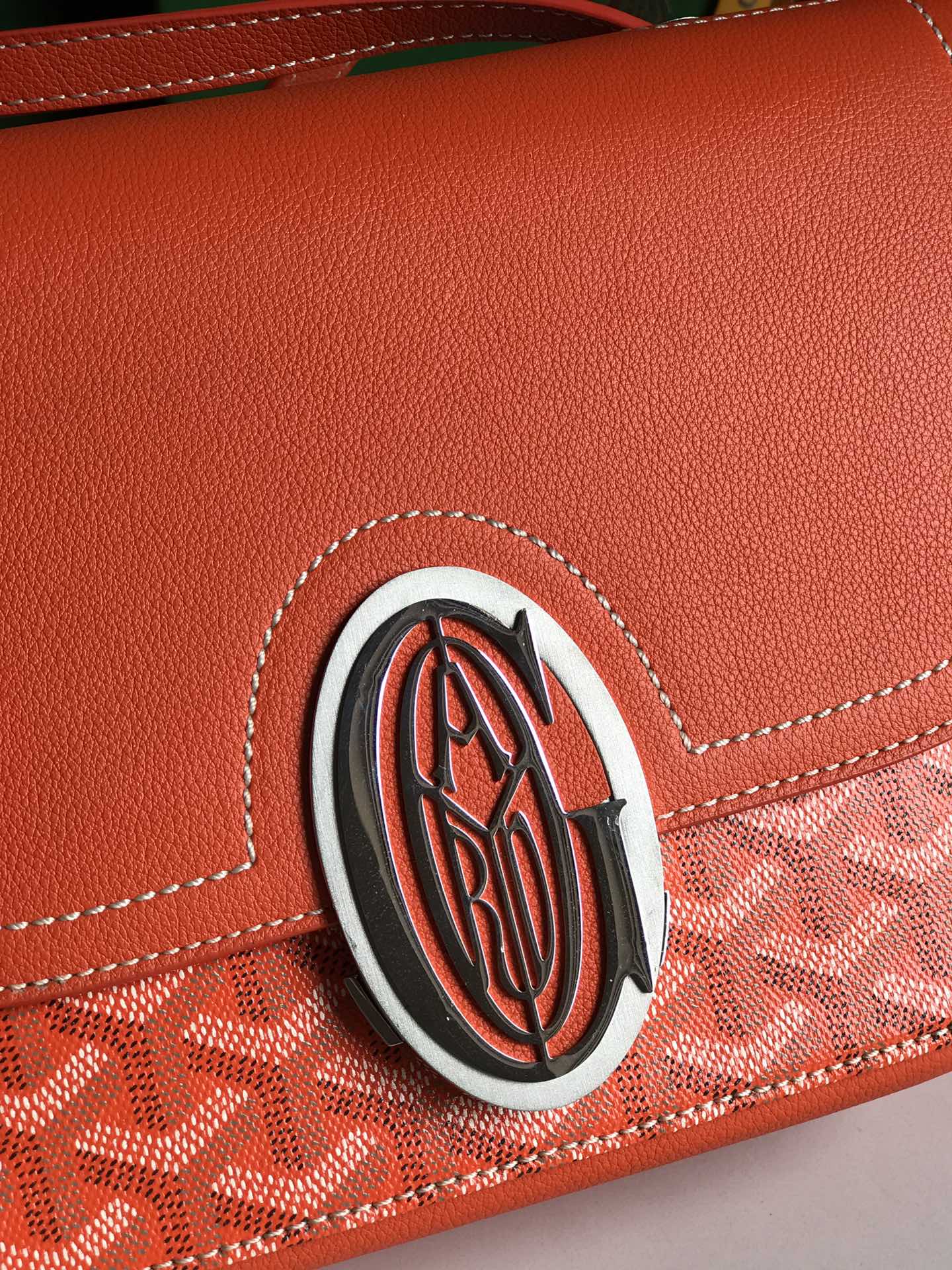 GOYARD 233 BAG 25 IN ORANGE CALFKIN AND GOYARDINE CANVAS
