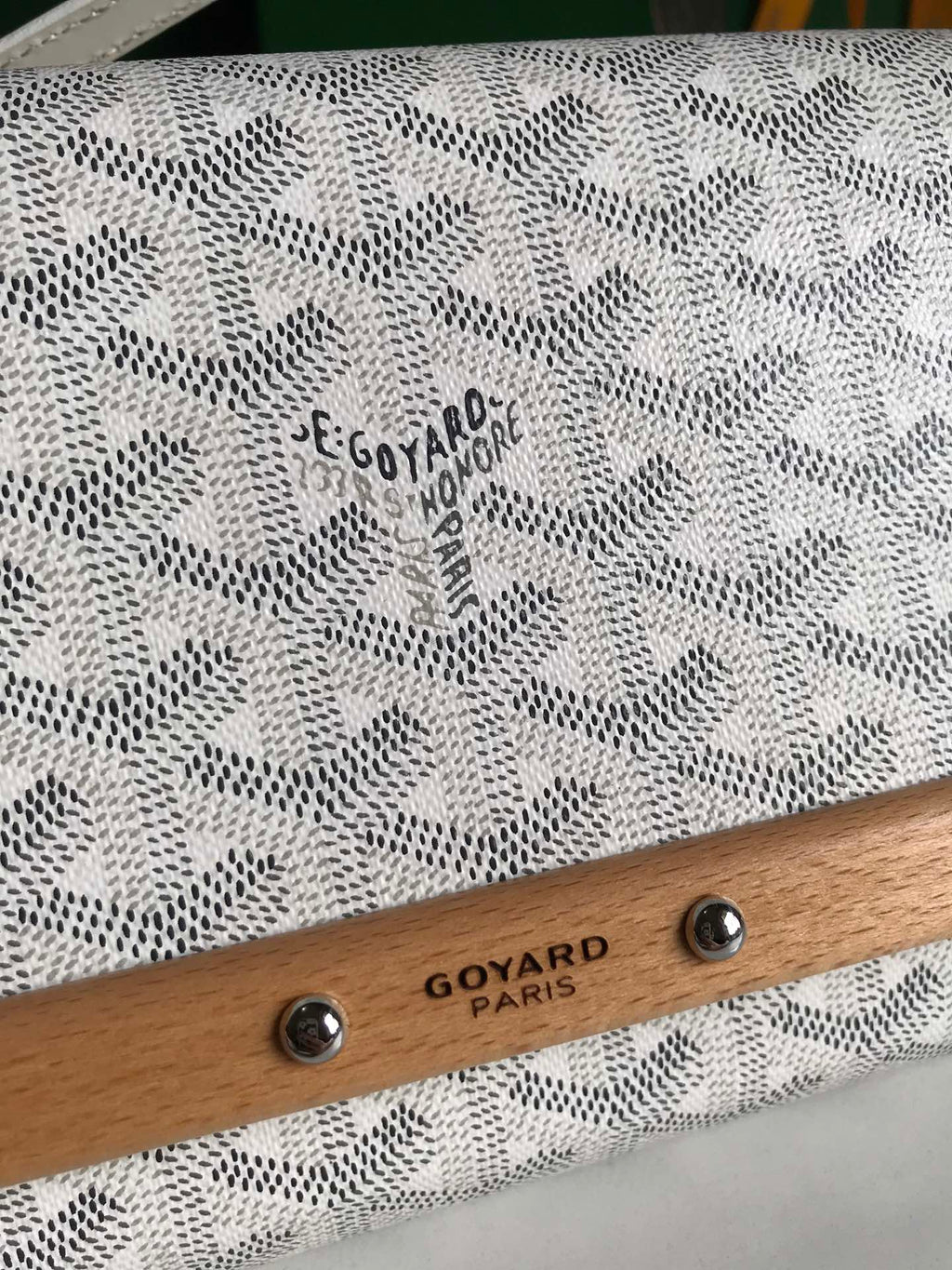 GOYARD MONTE-CARLO PM CLUTCH 25 IN WHITE GOYARDINE CANVAS