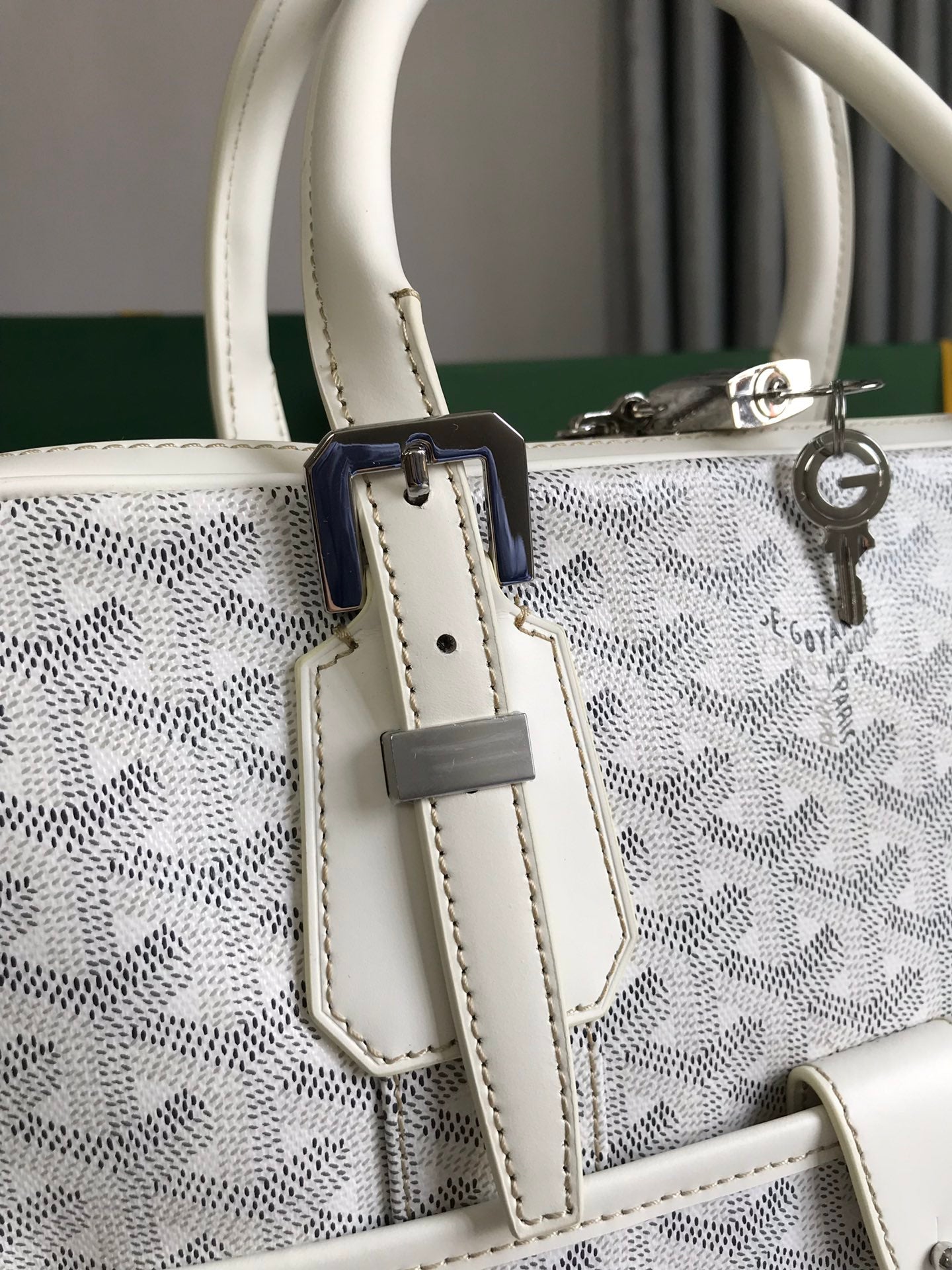 GOYARD AMBASSADE DOCUMENT CASE 35 IN WHITE GOYARDINE CANVAS
