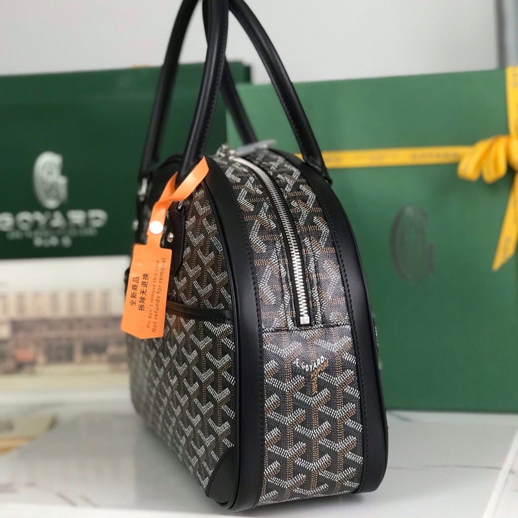 GOYARD SAINT JEANNE BAG 35 IN BLACK GOYARDINE CANVAS AND CALFSKIN