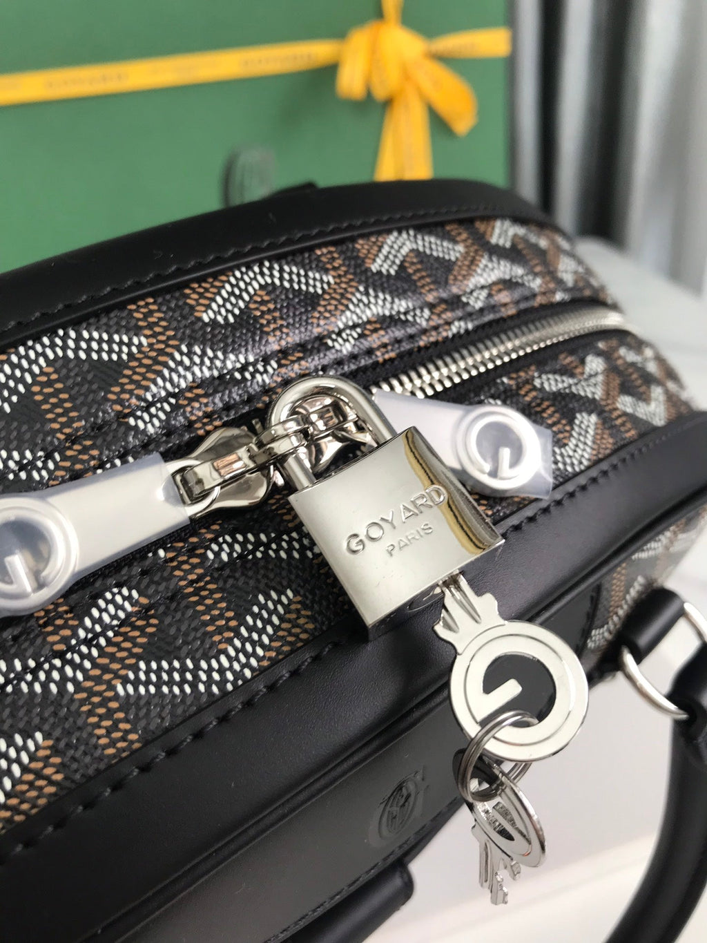 GOYARD SAINT JEANNE BAG 35 IN BLACK GOYARDINE CANVAS AND CALFSKIN